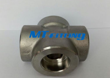 JS B0203 Forged High Pressure Pipe Fittings Welded Cross F321 / 317L Stainless Steel Socket