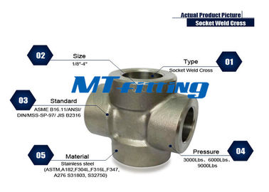 ASTM A182 F304L / 304H Stainless Steel High Pressure Threaded / Socket Welded End Cross Fitting