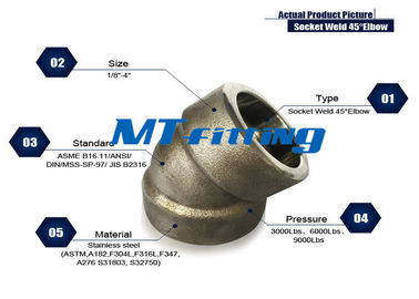 ASME B16.11 F316H / 316L Forged High Pressure Pipe Fittings / Stainless Steel Elbow