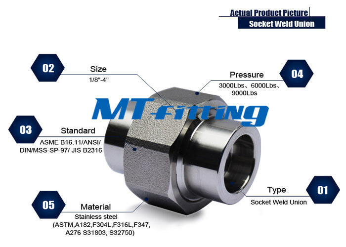 ASME B16.11 F347 Stainless Steel Union Forged High Pressure Pipe Fittings Socket Welded